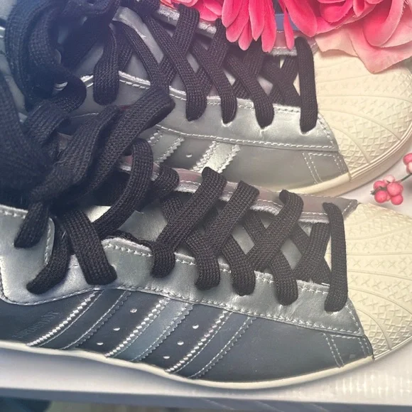 Adidas Superstar Women's Silver Wedge Sneakers